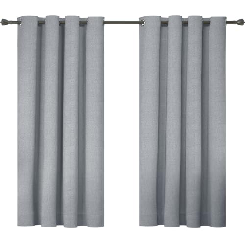 Ystyle Cortinas 100% Opacas 2 Piezas, 140×145cm, Cortinas Efecto Lino Salon, Cortinas Termicas Aislantes Frio Y Calor, Blackout Cortinas Dormitorio, Cortina Acustica con Trabillas, Gris Claro