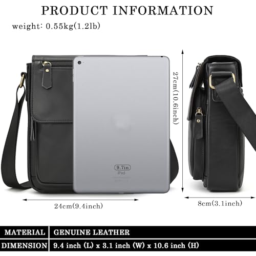 Small Leather Mens Purse Bag, Genuine Leather Messenger and Shoulder Bag for Men Zipper Pockets, Men Satchel Handbag2