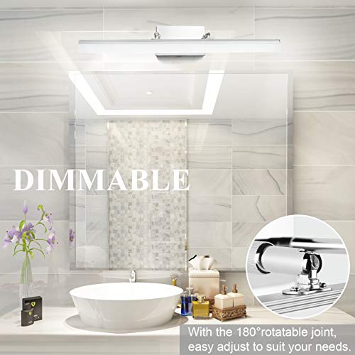 Image of Aipsun 24 inch Dimmable LED Vanity Lights Adjustable Bathroom Light Fixtures Over Mirror Chrome Modern Vanity Lighting(White Light)