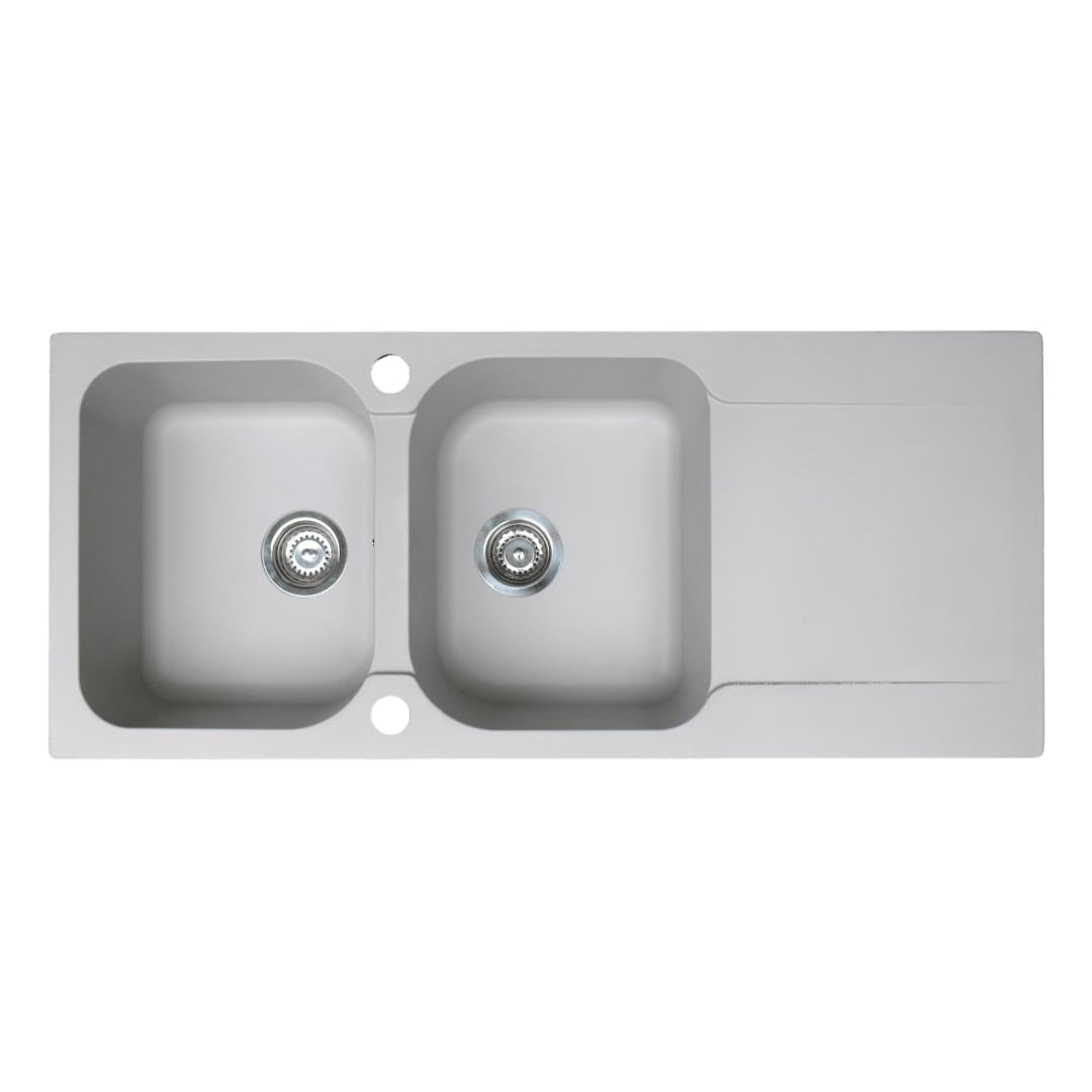 Essebagno Lisse lavello reversibile 2 vasche 1 sgocciolatoio in resina grigio