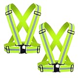 Cezmkio Reflective Safety Vest 2pcs - High Visibility Vest Adjustable Straps for Outdoor Jogging, Cycling, Walking and Riding
