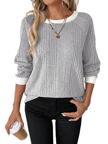 Long Sleeve Shirts for Women Crewneck Tunic Tops Business Casual Pullover Sweaters Trendy Fall Fashion Clothes 2025