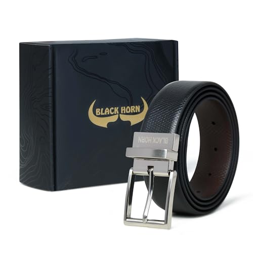 Image of BLACKHORN Leather Reversible Belt for Men - Italian Leather Formal Belt, Versatile Men's Belt for Business & Casual