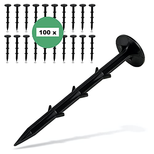 CoverUp! piquetas de sujecion plásticos - Grapas cesped Artificial Resistentes - Grapas Malla antihierbas - Anclajes de sujeción para el jardín Extremadamente estables (15.00, 100 Pieza)