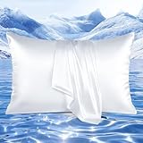 Elegear Cooling Pillowcases 2 Pack, Summer Cool Pillow Cases For Hot Sleepers, Arc-Chill Silk-Like Feel Protects Skin And Hair Hidden Zipper, Q-Max 0.5 Cooling Soft And Smooth, 50x75cm, White