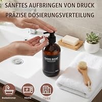 4er Seifenspender Braun,500ml Shampoo Flaschen zum Befüllen Duschgelspender,Spülmittelspender Küche,Badezimmer Seifenspender Set Shampoo Spender für Dusche mit Trichter und Wasserdichten Etiketten – Ansicht 4