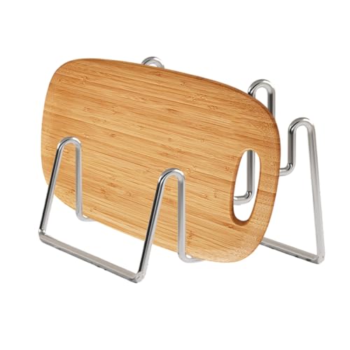 Organizzatore di taglieri, supporto in acciaio inossidabile, portapacchi a piastra 4.49x3.74 pollici, tre slot, telaio autentico resistente alla ruggine per cucina, , dormitori, appartamenti, di