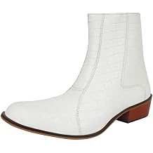 LIBERTYZENO Mens Animal Print & Plain Leather High Ankle Retro Dress Boots