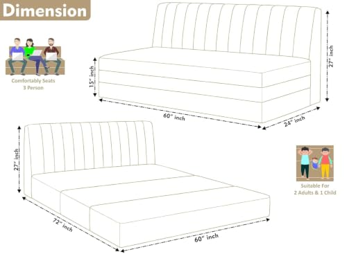 Image of 3-Seater Floor Sofa Cum Bed Modern Velvet Fabric Folding Couch for Living Room, Guest Room & Small Spaces-Golden