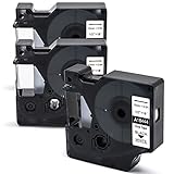 Incluye: (no OEM) 3x Cintas para Impresoras de Etiquetas de Vinilo Compatible para Dymo Rhino Cinta de Vinilo 18444 S0718600, Ancho: 12 mm (0,47 pulgadas), Longitud: 5,5 m (18 pies). Color: Negro sobre Blanco. Material: Étiquetas Industriales en Vinilo