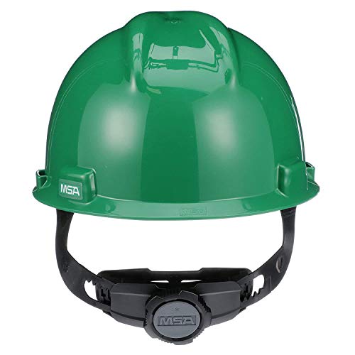 Msa 475362 V-Gard Cap Style Safety Hard Hat With Fas-Trac Iii Ratchet Suspension | Polyethylene Shell, Superior Impact Protection, Self Adjusting Crown-Straps - Standard Size In Green #TOP3