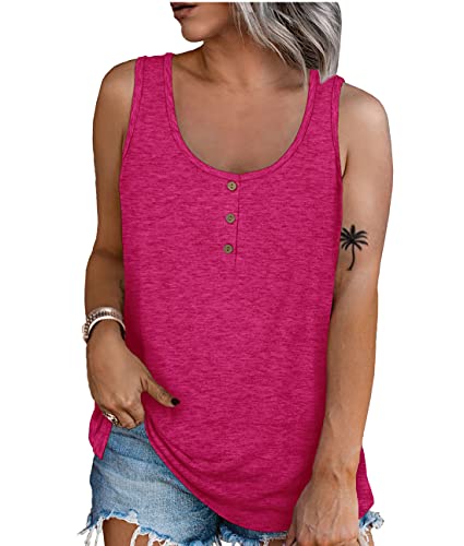 Wiholl V Neck Tanks Sleeveless Tops For Summer Loose Fit Tops,Rose,2Xl #TOP2