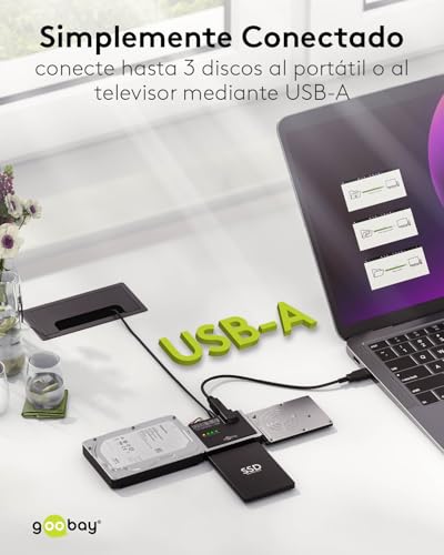 Adaptador SATA para discos duros USB 3.0 e IDE/USB Goobay HDD SSD con cables Molex y USB 3