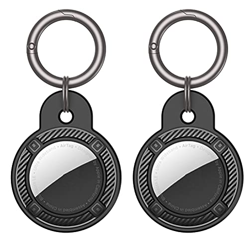 JIML TPU Material AirTags Keychain Case Protective Cover Holder Tracker Accessories Anti-Scratch Protective Sleeve for Air Tags Finder (2pcs Black)