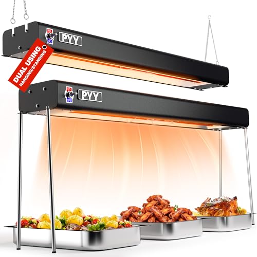 PYY Food Heat Lamp - Food Warming Lamp Heater for Catering Kitchen Restaurant Buffet, Aluminum Overhead & Hanging Food Warmer Lamp Strip 750W,36 Inch,Black