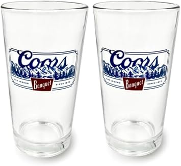 Coors Limited Edition Pint Glass Set, Clear Glass, Classic Blue Mountain Logo Design, 16 oz, Set of 2