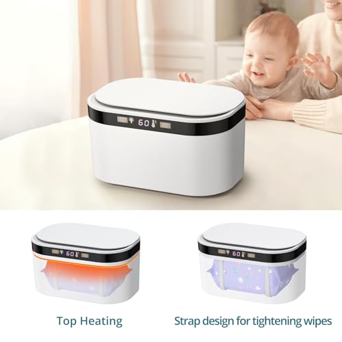 YGiTK Baby Wipe Warmer,Portable Wipe Warmer with Power Adapter Night Light, Temperature Control, Baby Wet Wipes Dispenser Built-in Strap Fixing Large Capacity, Wipes Warmer for Babies - Thumbnail 3