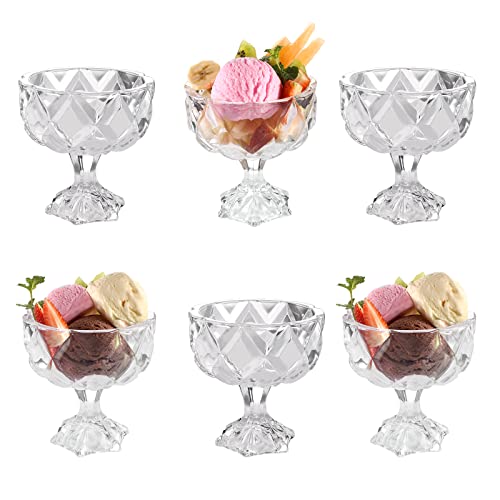 Royal Cuisine Cocktailgläser Eiscreme Glasschale Cocktailschalen Diamant Dessert Obst Kristall - Vorspeise Obst Cocktail Pudding Glasbecher 6er Set Cover
