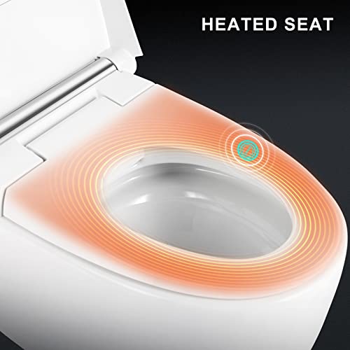 Cosvalve Heated Seat Smart Toilet, One Piece Toilet, Automatic Flush Tankless Toilet Without Bidet, Foot Sensor Flush, Blue Night Light, Knob Control, Power Outage Flushing #TOP5