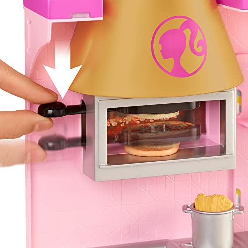 Barbie HBB91 - Cook'n Grill Restaurant Spielset, mit Köchin Puppe, Freundin und kleinem Mädchen, aufklappbar, Spielzeug… – Bild 6