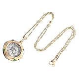GALPADA Collar Colgante Vintage para Mujer Piedra Verde, Diseño Dorado Medalla Antigua, Collar Decorativo de Moda para Fiesta y Uso Diario