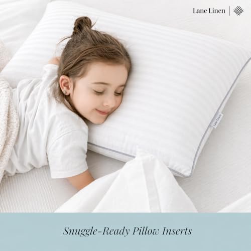 Image of LANE LINEN Hollow Fiber Sleeping Pillows Set of 2 (16 inchx24 inch) - Soft and Fluffy | Bed Pillow for Back, Stomach or Side Sleepers - Hotel Quality | Comfortable & Durable - White