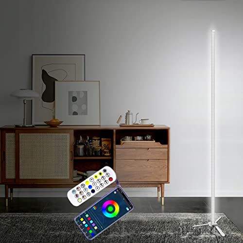 Lámpara de pie de esquina moderna RGB+IC de 360° con sincronización musical y modo DIY