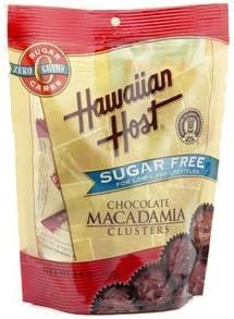 Hawaiian Host - Sugar Free - Dark Chocolate Macadamia Cluster, 3.4 oz bag, 3 count