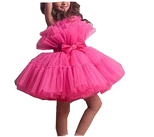 Flower Girls Dress Cute Puffy Tulle Tutu Short Christmas Party Dress for Kids Beauty Pageant Princess Ball Gown