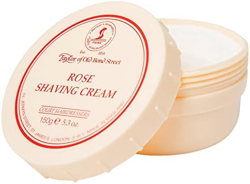 Crème de rasage Taylor Rose pour hommes - hydratante et douce - 150g - peau sèche - douche post-shaving
