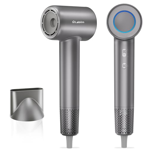 Image of Labiim Hair Dryer, High-Speed Ionic Blow Dryer 110,000 RPM Brushless Motor for Fast Drying, 200M Ions Frizz & Thermo-Control HairDryer with Magnetic Nozzle, Quiet Compact for Home Travel, Gray