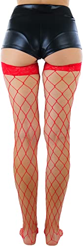 Image of ToBeInStyle Women's Vibrant Large Net Fishnet Thigh High Elastic Nylon Novelty Stockings