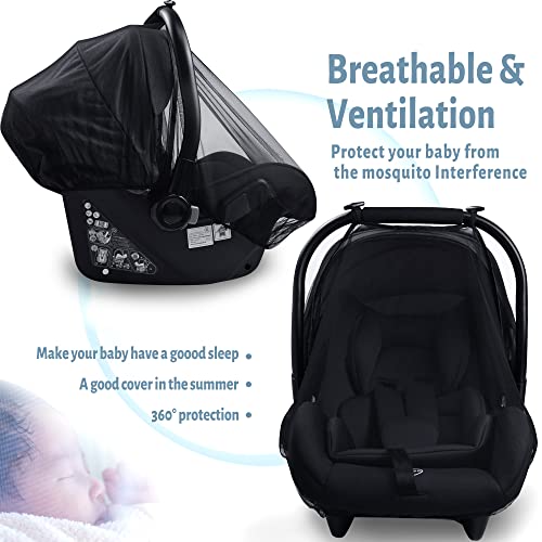Mosquito Net For Baby Car Seats，Yvmvdv Baby Mosquito Net For Infant Car Seats,Infant Stroller And Bassinets,Portable Durable, Long-Lasting Infant Insect Shield Netting （Black #TOP2