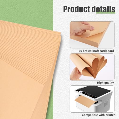 Shindel 70 Sheets Brown Cardstock, Kraft Paper Construction Paper for Party Invitations, Arts and Crafts, Announcements, DIY Projects, Letter Size, Drawing, 180gsm (8.5 x 11 Inches) 3 41eeGHThqAL