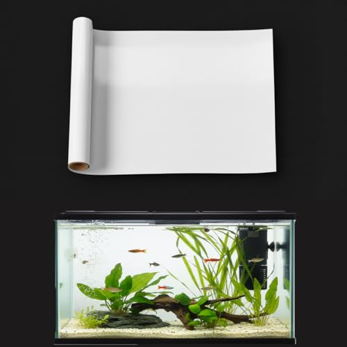 LYYAB Aquarium Background Static Cling White Fish Tank Sticker 39 x 17.7 inches | Easy Install for Glass Tanks, No Residue, Reusable
