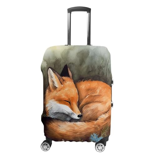 A Sleeping Fox Luggage Cover, Washable Elastic Suitcase Cover Protector Fit 18-32 Inch Luggage