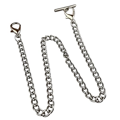 EFGTEK Pocket Watch Albert Vest Chain with T Bar & Lobster Clasps Plating 37 cm Classic Metal Watch Chain Link & Pocket Watch Stand Single Link Vest Belt