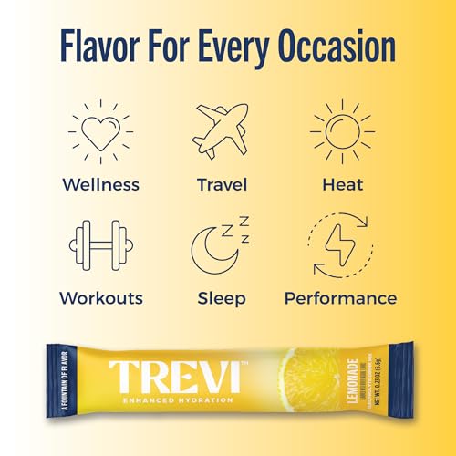 Image of TREVI Electrolytes Powder Packets, Sugar Free Hydration, Lemonade 28 Count | Essential Daily Drink Mix, 0 Sugar, Magnesium, Potassium, Vitamin C, Calcium, B6 & B12 Vitamins