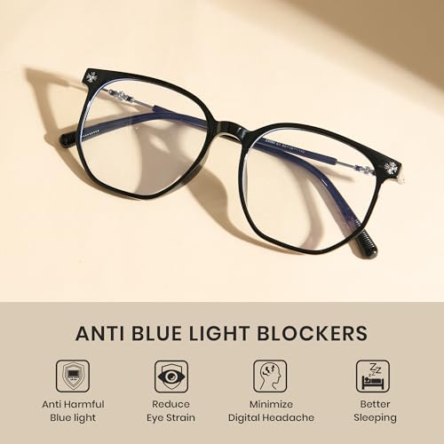 Image of Cyxus Retro Blue Light Glasses Men - Square TR90 Metal Blowline Frame Stylish Trendy for Computer Daily Work 8252