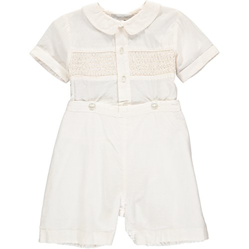 Baptism Outfit for Toddler Boys Hand Smocked Special Occasion Bobbie Suit - Ivory, 24M