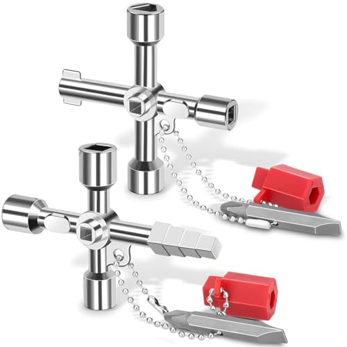 2 Stück Schaltschrankschlüssel, 4 Wege Multifunktionsschlüssel, Universeller Schaltschrankschlüssel, Zinklegierung, für Elektrische Wasser Gas Meter Box Schrank Öffnen Schlüssel,aufzug schlüssel