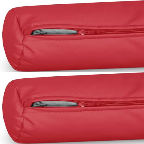 2PCS Outdoor Neck Roll Pillow Cover Waterproof Case Only - Cervical Pillow Covers with Zipper Cylinder Soft Bolster Pillow Cases
