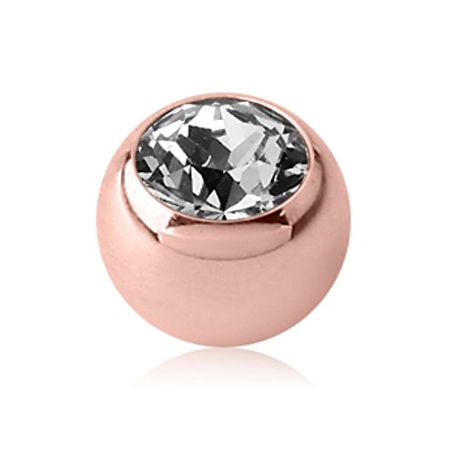 eeddoo Piercingkugel Kristall Rosegold Edelstahl 1,2 x 3mm Kristallklar
