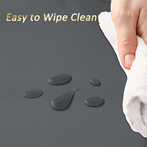 Yonovo 4Pack Faux Leather Placemats Set, Round Gray Pu Dinning Table Mats, Wipeable Easy To Clean Stain Resistant Heat Resistant Waterproof Place Mats Durable Plate Mats For Table Nordic Style (Grey) #TOP2