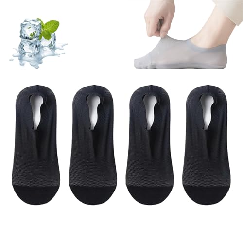 Generisch Zeanaturals - Calcetines invisibles de algodón peinado, ultracortos, delgados, antideslizantes, para hombre y mujer, Negro , Talla única