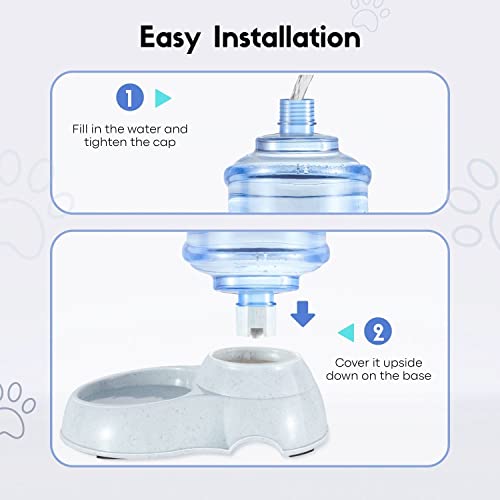 Flexzion Automatic Dog Water Bowl Dispenser For Cat Pet Animal (1 Gallon Dispener Water Jug) - Gravity Feeder Auto Replenish Waterer Drinking Bowl Fountain Bottle Dish Stand #TOP5