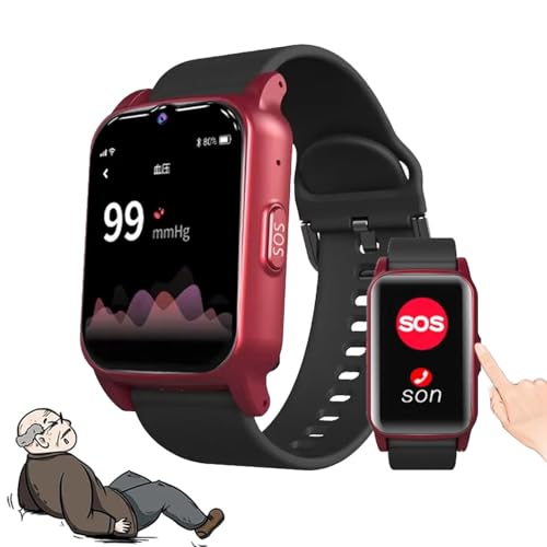 JSMDLN HD De 1.47'' Reloj Inteligente con Detección De Caídas para Personas Mayores: Alerta Sos,Rastreador GPS,Llamada De Emergencia,Monitoreo De Salud,Varios Idiomas,para Personas Mayores Red