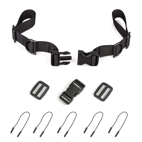 Snmzlc 1 Pack Backpack Chest Straps,with 1 Quick Release Buckle,2 Slide Clips 5 Zipper pulls-Black US224