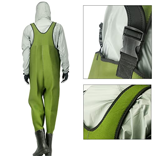 Vissen Steltlopers Voor Mannen Vrouwen, Borst Steltlopers Met Laarzen, Waterdichte Vissen Jacht Borst Steltlopers, Verdikt En Warm Houden, Slijtvast En Koudebestendig,Groen,41EU - Image 5