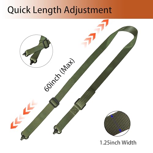 ZJQY Two Point Traditional QD Sling with Sling Swivel and Quick Adjust Loop(Green) - Thumbnail 2